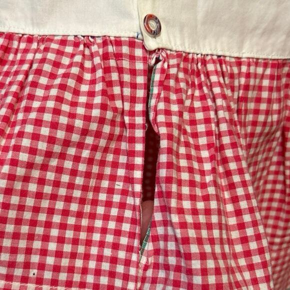 Vtg Handmade Wht/Red Check Dress, Stitched Horse/Flower 9-12months - Picture 9 of 11